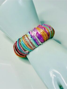Source Unknown Multicolor Shell Disk Stretch Bracelet